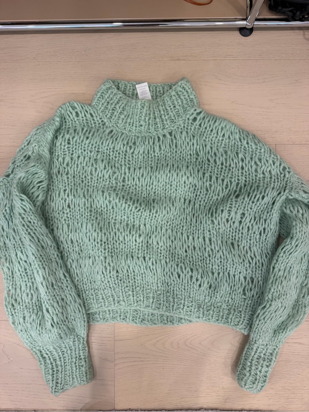 Frisson Knits Isabelle Chunky Knit Turtleneck Sweater - Mint Green